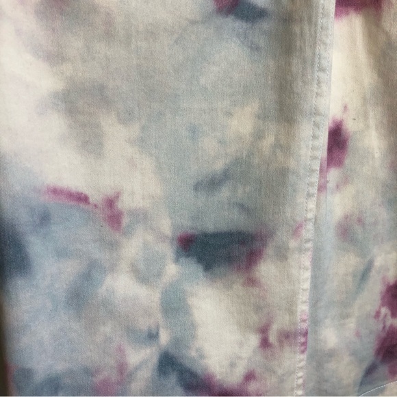 Anthropologie Kimmie Tie-Dye Tulip Denim Wrap Closure Button-Up Skirt - Picture 12 of 16